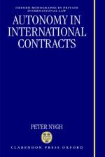 Autonomy in International Contracts af Peter (Adjunct Professor of Law Nygh
