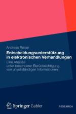Entscheidungsunterstutzung in Elektronischen Verhandlungen af Andreas Reiser
