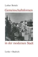 Gemeinschaftsformen in Der Modernen Stadt af Lothar Bertels