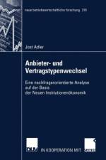 Anbieter- und Vertragstypenwechsel af Jost Adler