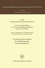 Berechnung Der Stabilitat Der Gestellbewegungen Ebener Mechanismen af Gunter Dittrich