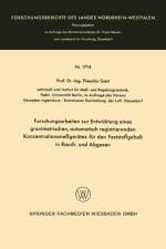 Forschungsarbeiten Zur Entwicklung Eines Gravimetrischen, Automatisch Registrierenden Konzentrationsmessgerates Fur Den Feststoffgehalt in Rauch- Und Abgasen af Theodor Gast