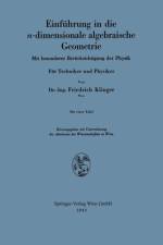 Einfuhrung in Die N-Dimensionale Algebraische Geometrie af Fiedrich Klinger