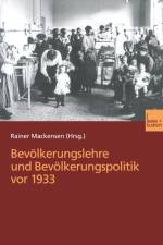 Bevoelkerungslehre Und Bevoelkerungspolitik VOR 1933