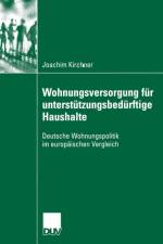 Wohungsversorgung Fur Unterstutzungsbedurftige Haushalte af Joachim Kirchner