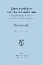 Unvollstandigkeit Und Unentscheidbarkeit af Wolfgang Stegmüller
