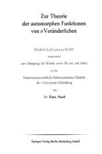 Zur Theorie Der Automorphen Funktionen Von N Veranderlichen af Hans Maass