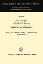 Beitrag Zum Schmelzen Von Nicr-Basislegierungen Im Hochvakuum af Klaus Krone