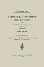 Nachtrag Zu: Normalien, Vorschriften Und Leitsatze Des Verbandes Deutscher Elektrotechniker af Georg Dettmar