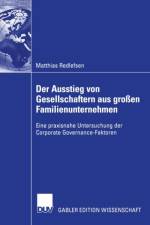 Der Ausstieg Von Gesellschaftern Aus Grossen Familienunternehmen af Matthias Redlefsen