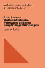 Ausserschulische Politische Bildung: Langfristige Wirkungen af Rudolf Sussmann