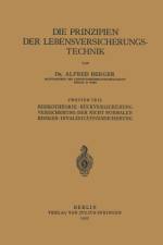 Die Prinzipien Der Lebensversicherungstechnik af Alfred Berger
