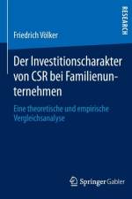 Investitionscharakter Von Csr Bei Familienunternehmen af Friedrich Voelker