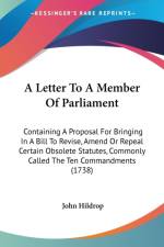 Letter To A Member Of Parliament af John Hildrop