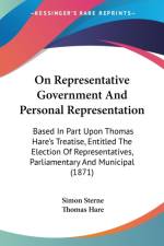 On Representative Government And Personal Representation af Simon Sterne
