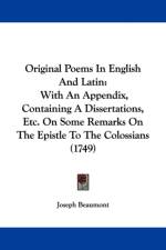 Original Poems In English And Latin af Joseph Beaumont