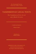 Tadzhikistan Legal Texts af William E. Butler