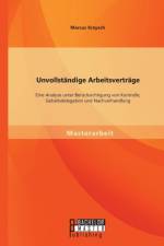 Unvollstandige Arbeitsvertrage af Marcus Kreysch