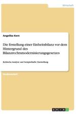 Die Erstellung einer Einheitsbilanz vor dem Hintergrund des Bilanzrechtsmodernisierungsgesetzes af Angelika Kern