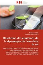 R solution Des  quations de la Dynamique de L Eau Dans Le Sol af Collectif