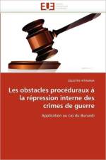 Les Obstacles Proc duraux   La R pression Interne Des Crimes de Guerre af Hitimana-C