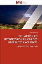 de l'Action En R trocession En Cas Des Liberalit s Excessives af Habimana-P