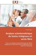 Analyse Scientom trique de Textes Int graux En Acc s Libre af Hajjem-C