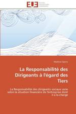 La Responsabilit Des Dirigeants l' gard Des Tiers af Oyono-M