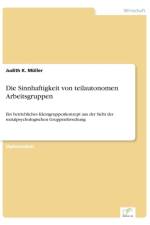 Sinnhaftigkeit von teilautonomen Arbeitsgruppen af Judith K Muller