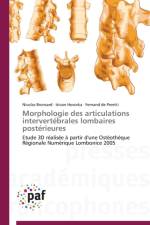 Morphologie Des Articulations Intervertebrales Lombaires Posterieures af Collectif