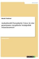 Auslaufmodell Europaische Union. Ist Eine Gemeinsame Europaische Sozialpolitik Wunschenswert? af Nicolai Tschirner