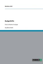 Budgethilfe Zur Armutsbekampfung. Eine Kritische Analyse af Matthias Will