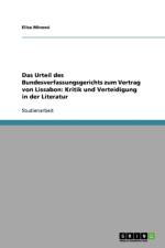 Urteil Des Bundesverfassungsgerichts Zum Vertrag Von Lissabon af Elisa Minossi