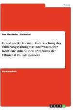 Greed and Grievance. Untersuchung des Erklarungsparadigmas innerstaatlicher Konflikte anhand des Kriteriums der Ethnizitat im Fall Ruandas af Jan Alexander Linxweiler