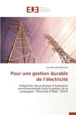 Pour Une Gestion Durable de L Electricite af Bellanton-J