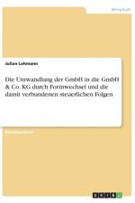 Die Umwandlung der GmbH in die GmbH & Co. KG durch Formwechsel und die damit verbundenen steuerlichen Folgen af Julian Lehmann