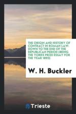 Origin and History of Contract in Roman Law af W H Buckler