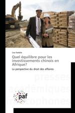 Quel Equilibre Pour Les Investissements Chinois En Afrique? af Sodalo-L
