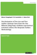 Decolorization of Two Azo and Two Anthra- Quinone Dyes from the Dye Effluent using Tunic of Allium cepa derived activated carbon. The Response Surface Methodology af Dr Meena Vangalapati