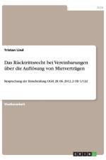 Das Rucktrittsrecht bei Vereinbarungen uber die Aufloesung von Mietvertragen af Tristan Lind
