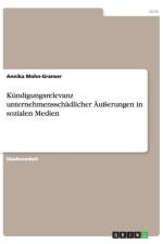 Kundigungsrelevanz unternehmensschadlicher AEusserungen in sozialen Medien af Annika Mohn-Granser