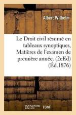 Droit Civil Resume En Tableaux Synoptiques, Matieres de l'Examen de Premiere Annee. Edition 2 af Albert Wilhelm