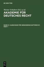 Akademie fur Deutsches Recht, Bd IV, Ausschu fur Genossenschaftsrecht