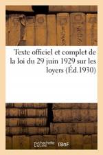 Loi du 29 juin 1929 sur les loyers, modifiant et completant la loi du 1er avril 1926 af Sans Auteur