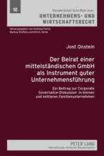 Der Beirat Einer Mittelstaendischen Gmbh ALS Instrument Guter Unternehmensfuehrung af Jost Onstein