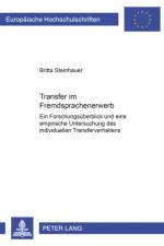 Transfer Im Fremdspracherwerb af Britta Steinhauer