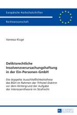 Deliktsrechtliche Insolvenzverursachungshaftung in Der Ein-Personen-Gmbh af Vanessa Kluge