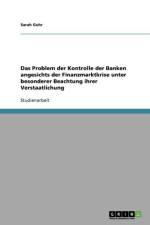 Problem Der Kontrolle Der Banken Angesichts Der Finanzmarktkrise Unter Besonderer Beachtung Ihrer Verstaatlichung af Sarah Guhr