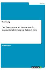 Der Firmenname als Instrument der Internationalisierung am Beispiel Sony af Thea Hartig