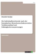 Individualbeschwerde nach der Europaischen Menschenrechtskonvention. Verfahrensablauf und Zulassigkeitsvoraussetzungen af Alexander Haentjes